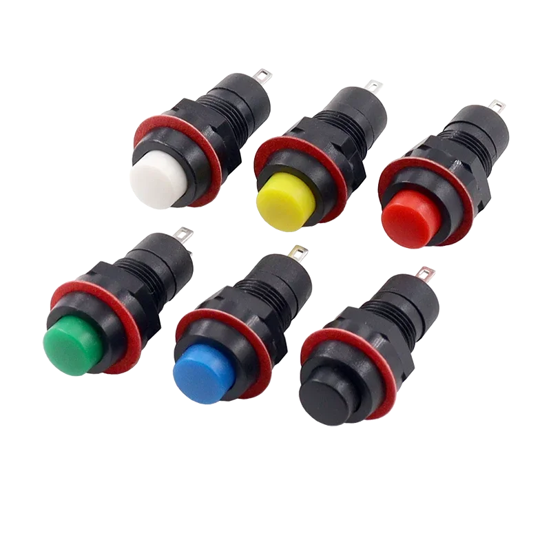 100pcs/lot DS-211/213 Button switch Self-locking/Non Lock Self-resetting Button Power Switch Mounting Hole 10mm