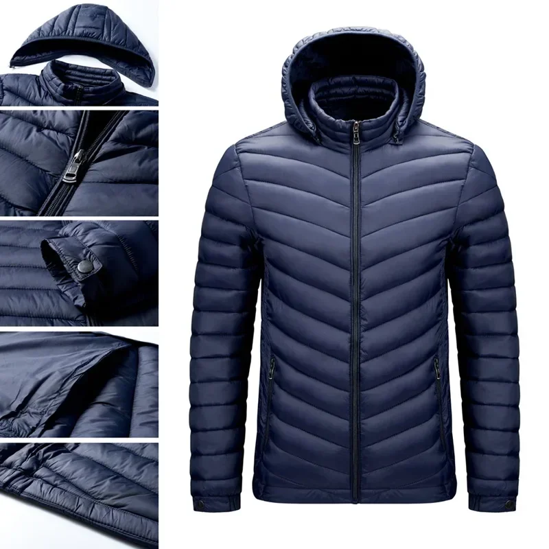 Lightweight Padded Hooded Jacket for Men Long Style Baseball Collar down Jacket Youth Fashion Other Fillings