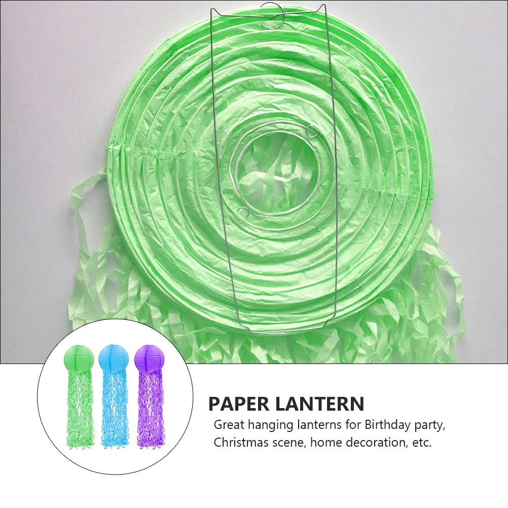 

3Pcs Party Lanterns Jellyfish Shaped Paper Lanterns Birthday Decorations Bright Colors DIY Craft Props Birthday Lantern