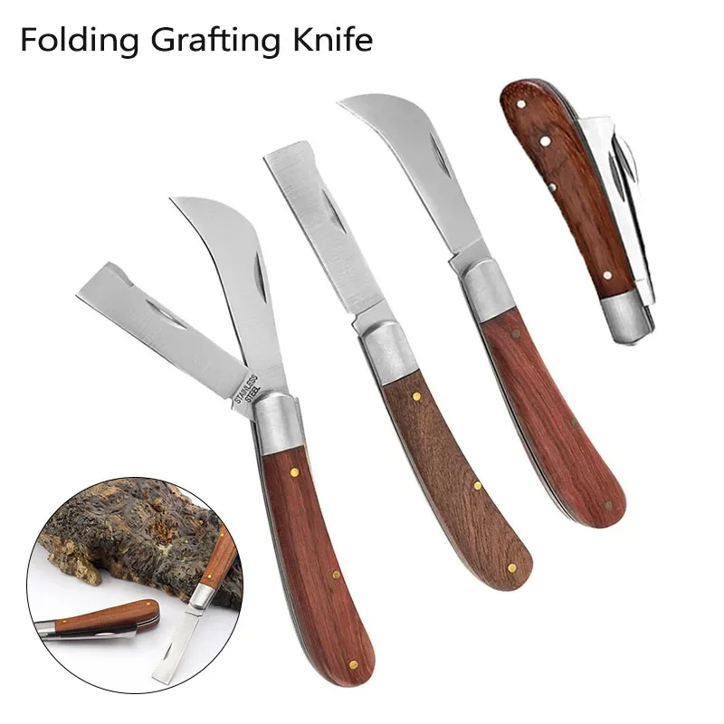 Folding Grafting  Grafting Tools Grafting Pruning  Professional Garden fruit tree Grafting Cutter Wooden Handle