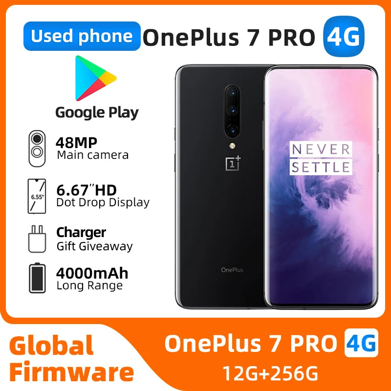 Oneplus 7 Pro 4G 6.67inch AMOLED 2.84GHz 48MP camera 90HZ refresh rateAndroid Used Phone