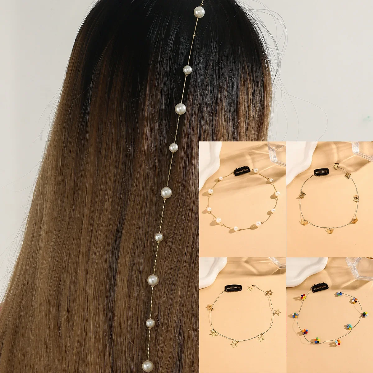 

Faux Pearl Butterfly Star Hair Braid Accessories for Women Minimalist Elegant Instagram Style Hair Jewelry