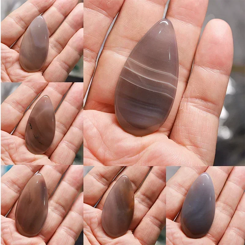 Natural stone Grey striped non-porous agate pendant Drop shape exquisite pendant Charm jewelry Make DIY gift fashion jewelry