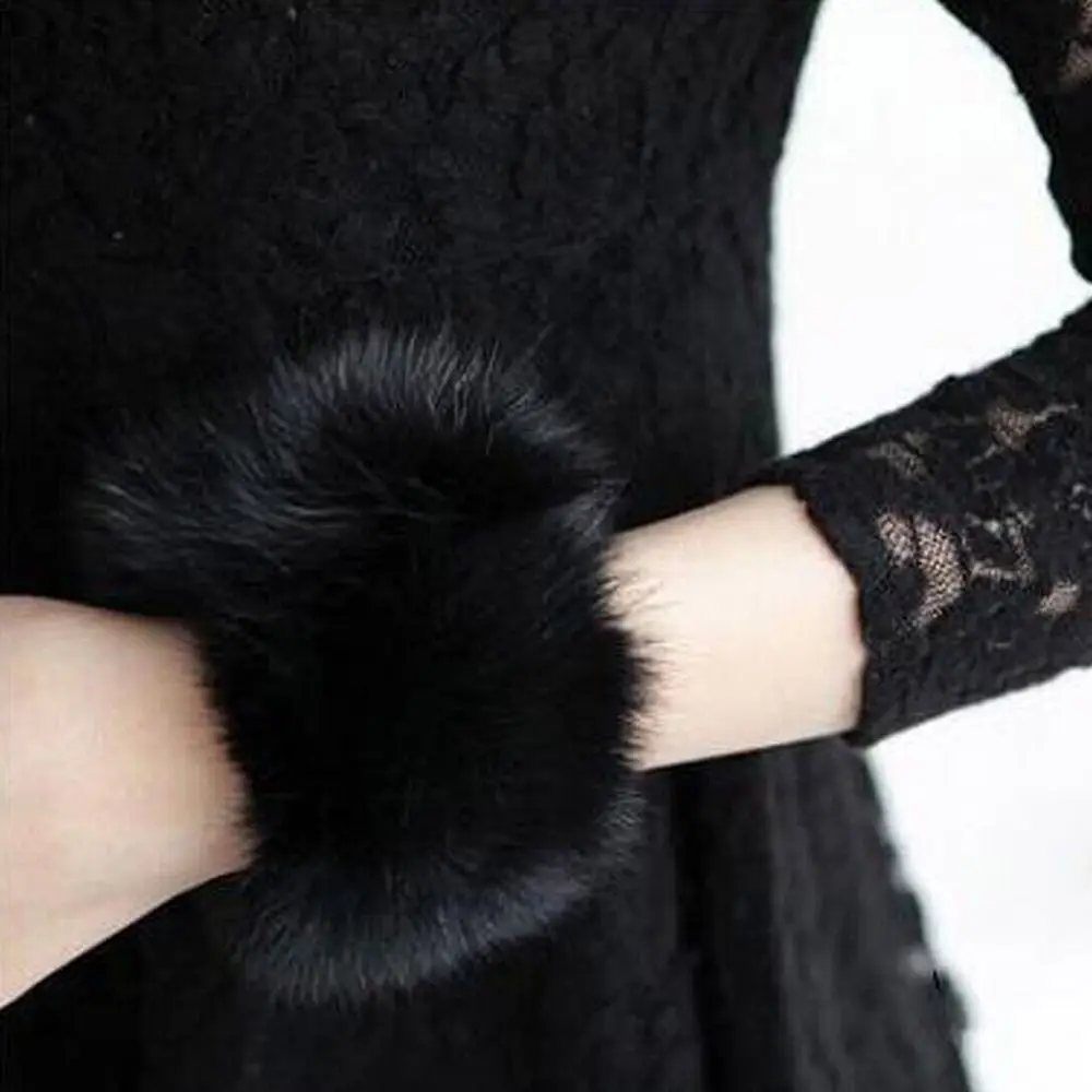 Elastic Winter Furry Wrist Cuff Arm Warmer Warm Furry Wristbands Windproof Faux Fur Wrist Cuffs Clothing Accessories