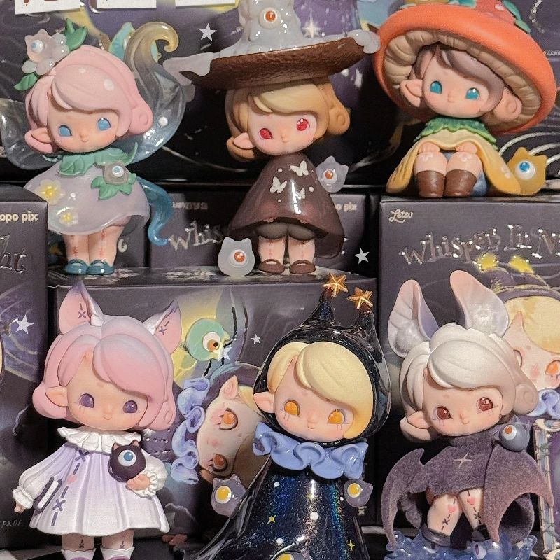 Impopo Whisper in Night Series Blind Box Cute Anime Figure Mystery Box Borsa a sorpresa Decorazione del desktop Giocattoli in PVC Raccogliere il regalo Nuovo