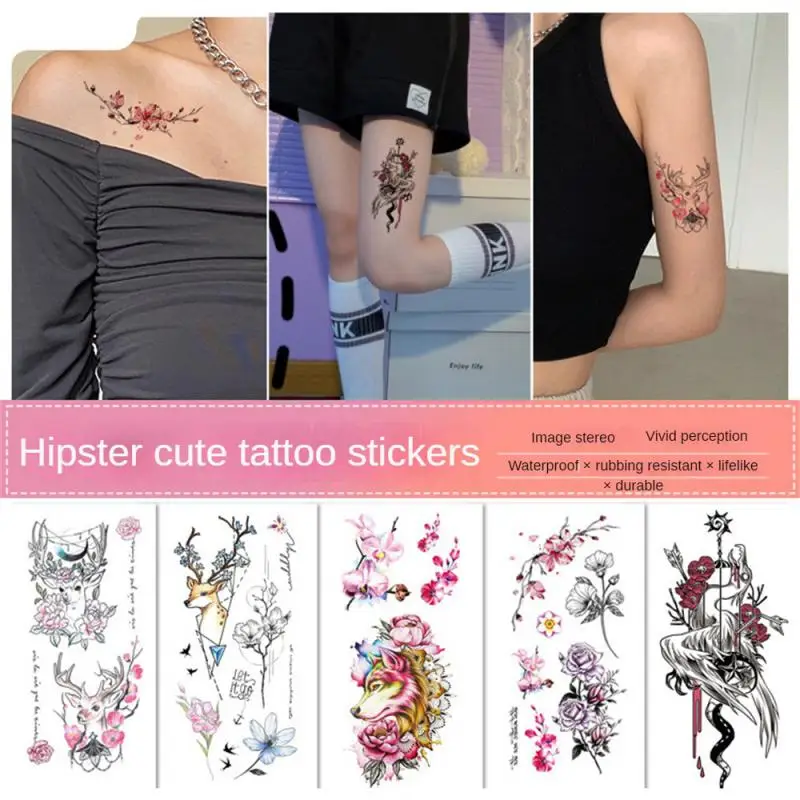 Panda Lion Little Animal Waterproof Temporary Tattoo Sticker Cute Cat Elephant Flash Tattoos Body Art Fake Arm tatoo Women