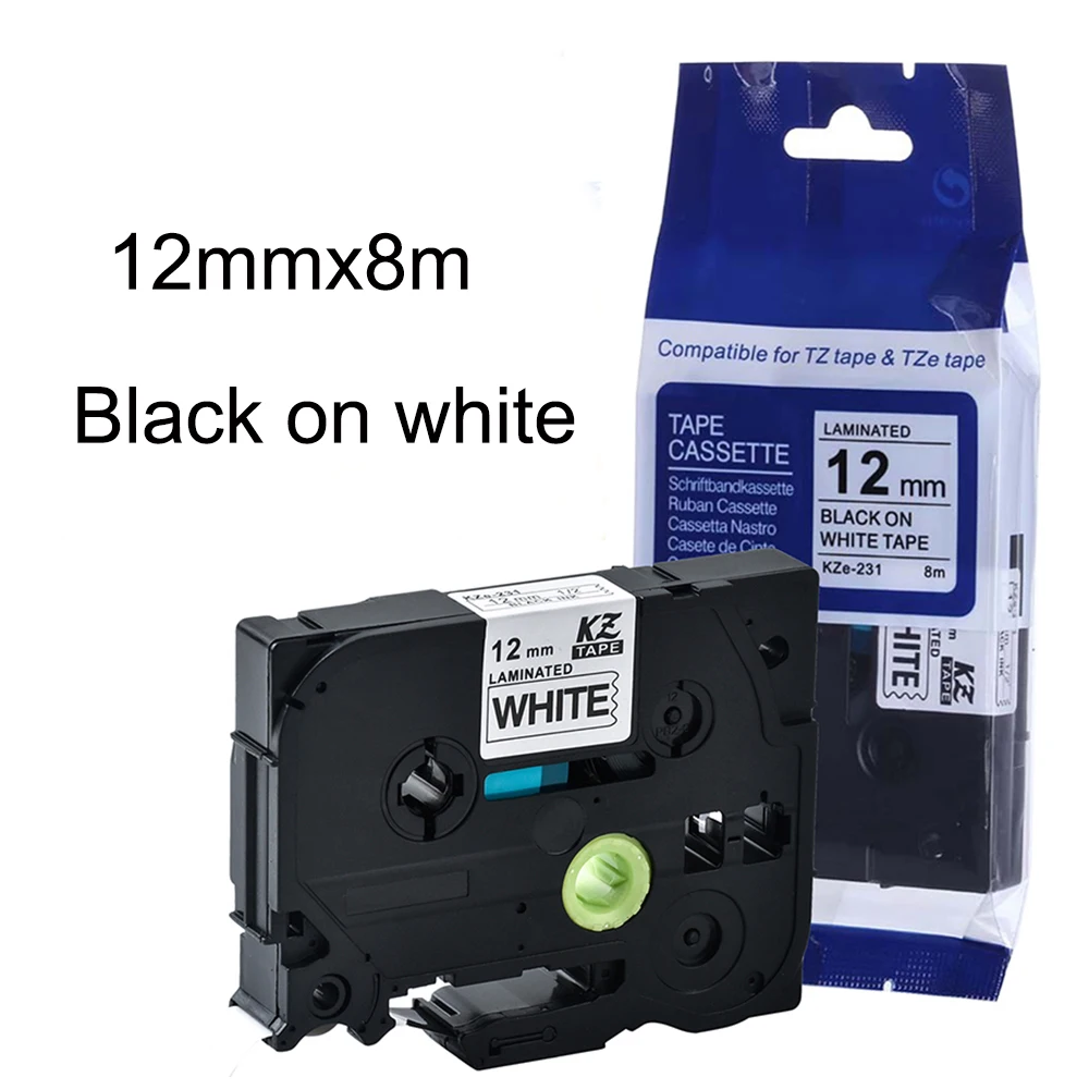 Cinta de etiquetado Compatible con Brother, 12mm, TZ 231, 1PK, 231, para fabricante de etiquetas Ptouch, PT-H110, impresora Brother