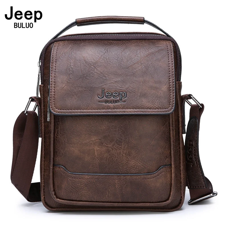 JEEP BULUO-Bolsos de cuero de marca para hombre, bandolera de hombro a la moda, bolso de mano cruzado informal, nuevo estilo, 100%, alta calidad