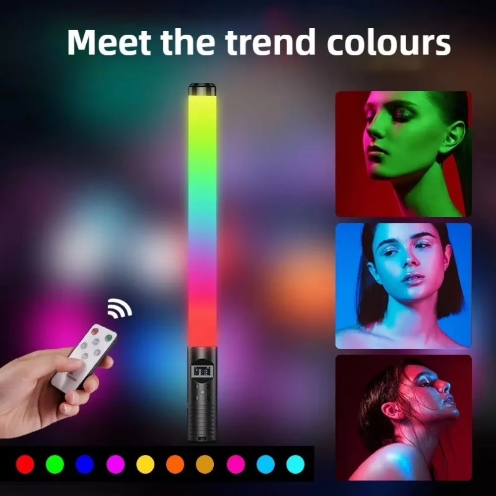 휴대용 LED RGB 라이트 스틱 다채로운 브이로그/셀카 촬영 보조광 USB 충전식 스튜디오 사진 조명 파티 분위기 조성