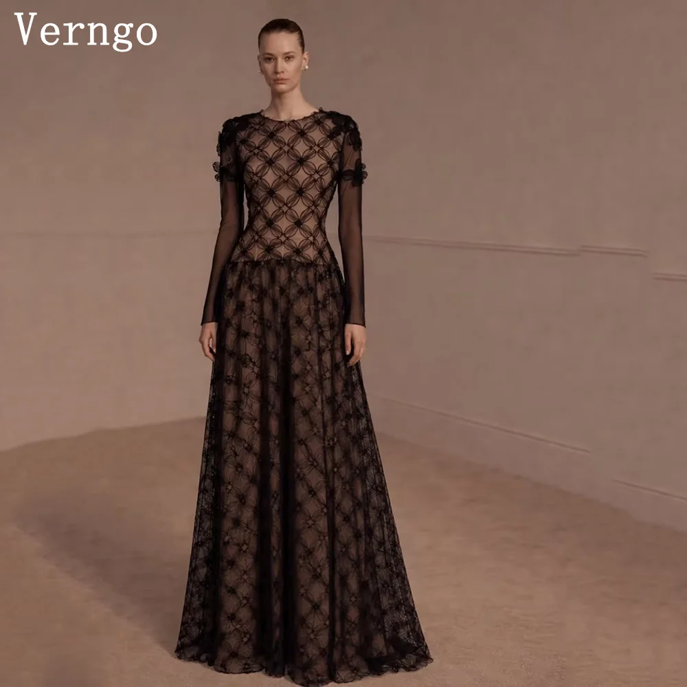 

Verngo Modest Formal Occasion Dress O Neck Full Sleeves A Line Maxi Prom Party Dress Elegant Evening Dress Customized