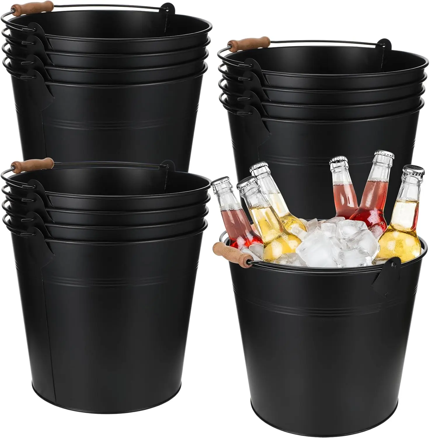 

12 Pcs Large Galvanized Metal Buckets with Handle 10 Inch Heavy Duty Stainless Steel Pails Round Pail for Party Wedding