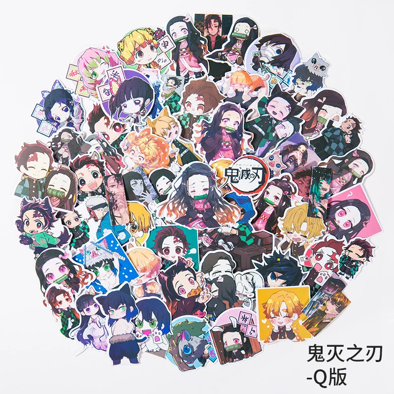 50/60pcs Japanese AnimeJujutsu Kaisen Demon Slayer Collection Laptop Stickers