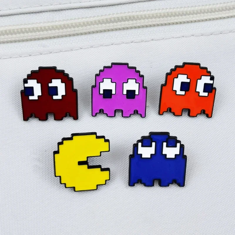 HEISSER Verkauf: Retro Pac-Man Emaille-Pins Set – Klassisches Arcade-Spiel Geister-Brosche Metall-Abzeichen für Rucksack, Kleidung, Reversnadel – Geschenk für Gamer – Detail 5