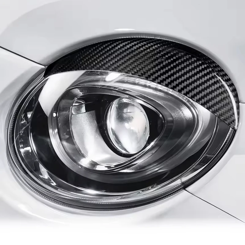 

For FIAT 500 For Abarth 595 Real Dry Carbon Fiber 2016-2023 Exterior Headlight Headlamp Eyebrow Bezel Protection Modification