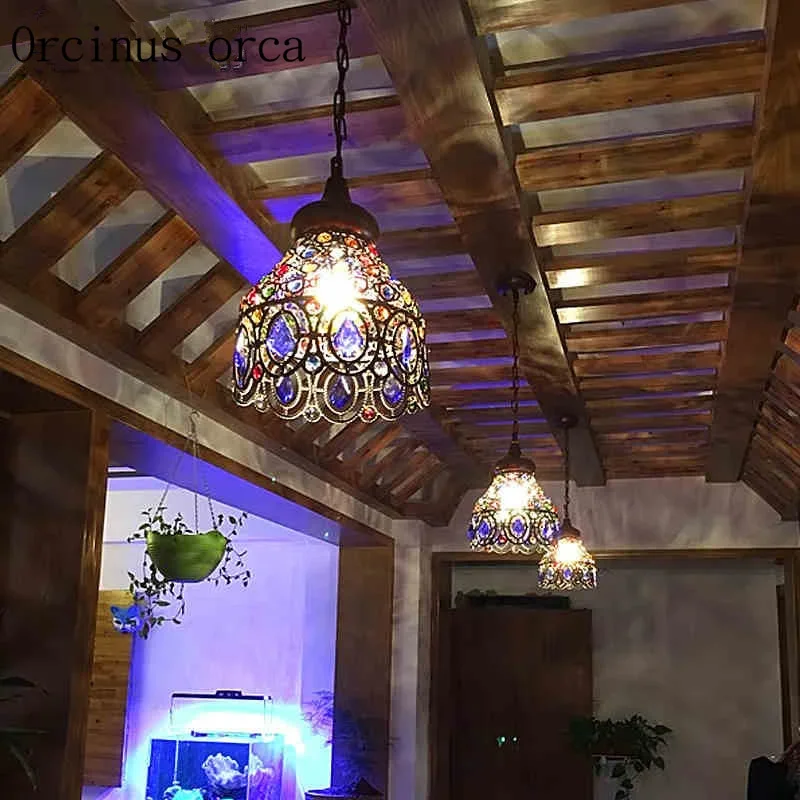 

Coffee shop chandelier Mediterranean Style Crystal Chandelier restaurant aisle bar balcony corridor lights Postage free