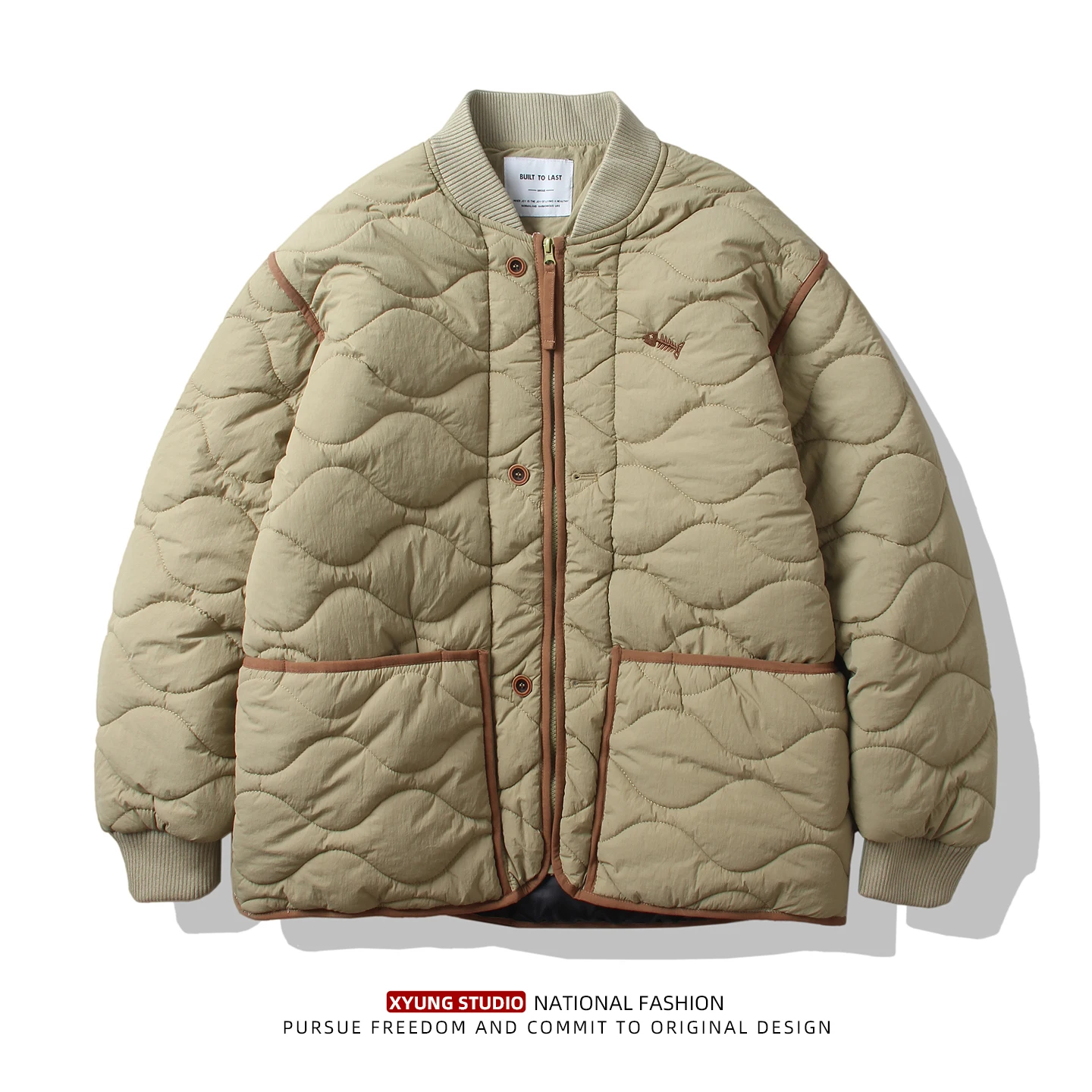 

Ретро-японская утепленная зимняя хлопковая куртка с бейсбольным воротником, мужская свободная морозостойкая верхняя одежда с вышивкой