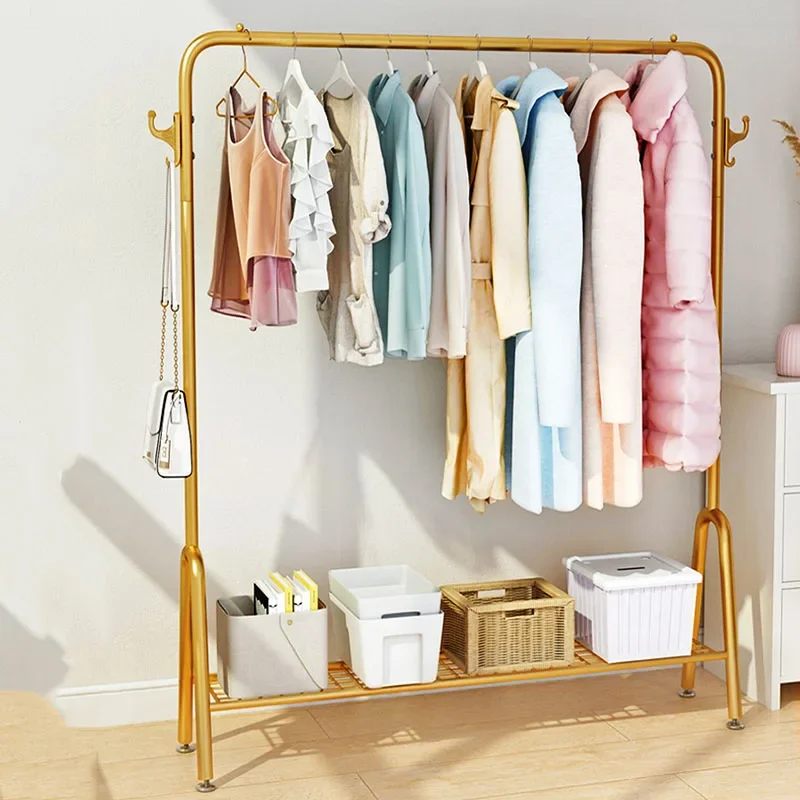 Golden Clothes Rack Accessories Organizer Corner Shelf Living Room Clothes Storage Burro Ropa Perchero Hall Home Eccessories