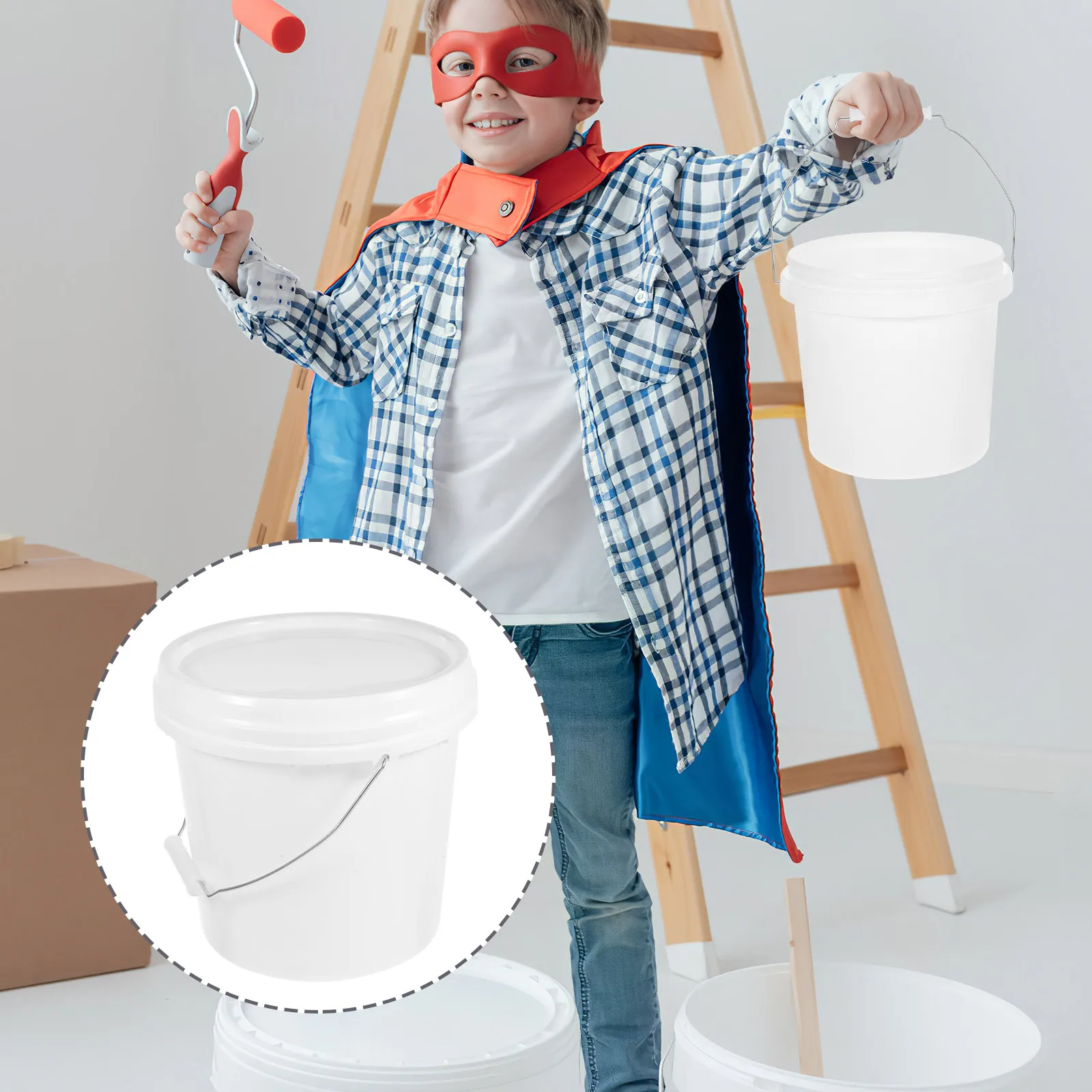Paint Storage Bucket with Lid Plastic Reusable Hard Compact Hand-Held Container for Mixing Storing Varnish Pigment
