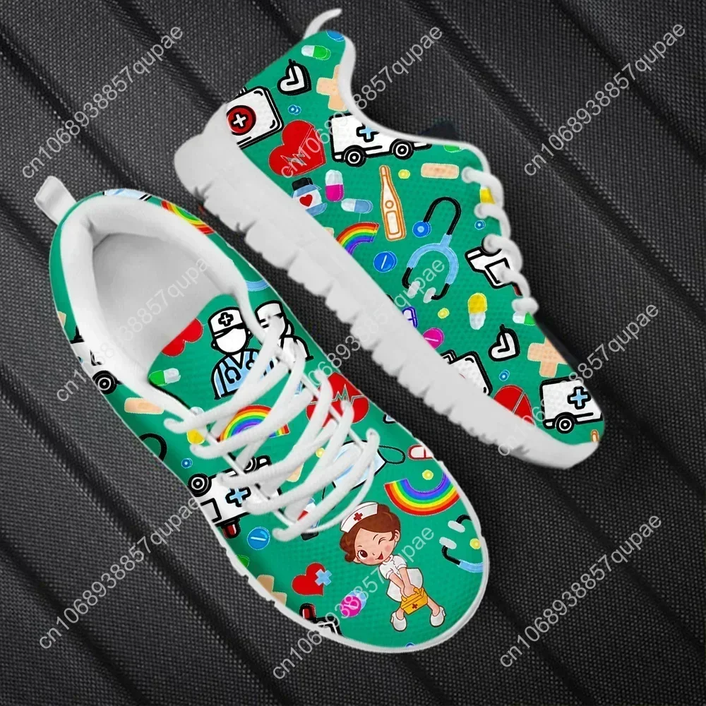 Custom Made Classic Nurse Shoes Kawaii Nurse Girls Pattern Flat Shoes for Women Medical Print Easy Clean Casual Sneakers 2023