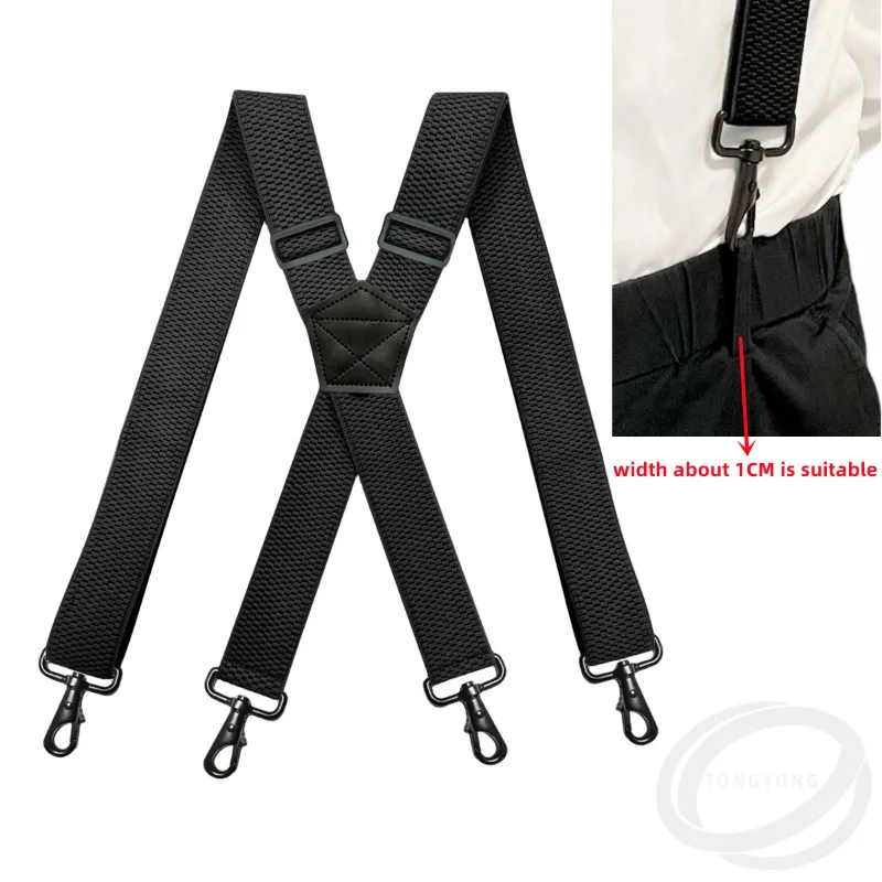 남성용 헤비 듀티 작업 멜빵 조정 가능한 탄성 3.5cm 폭 X자형 4개 회전 스냅 후크 바이커 스노우보드 바지 교정기