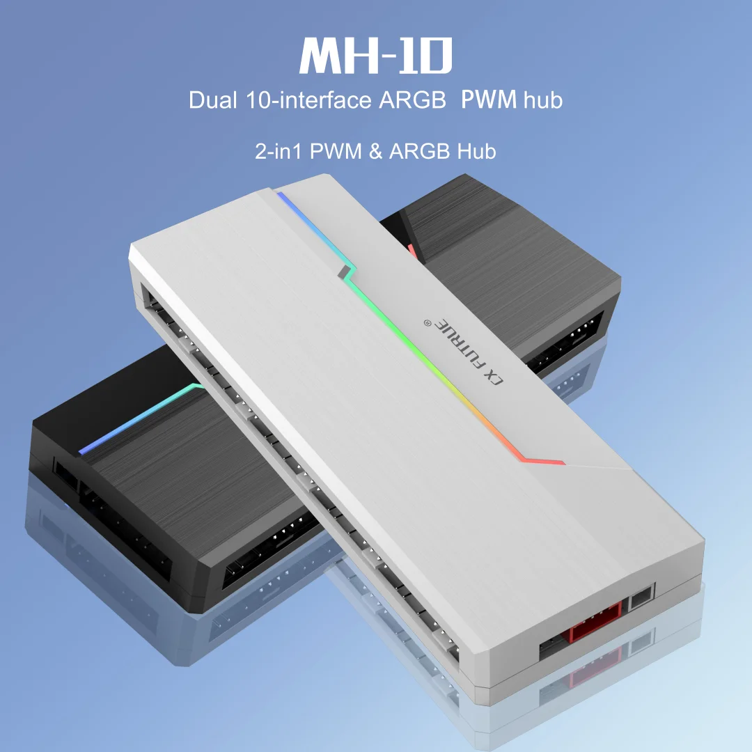 

CX FUTRUE Dual 10 Port Fan Hub,4PIN PWM+3PIN ARBG, Equipped With Remote Control (Can Control Light Color Changes)