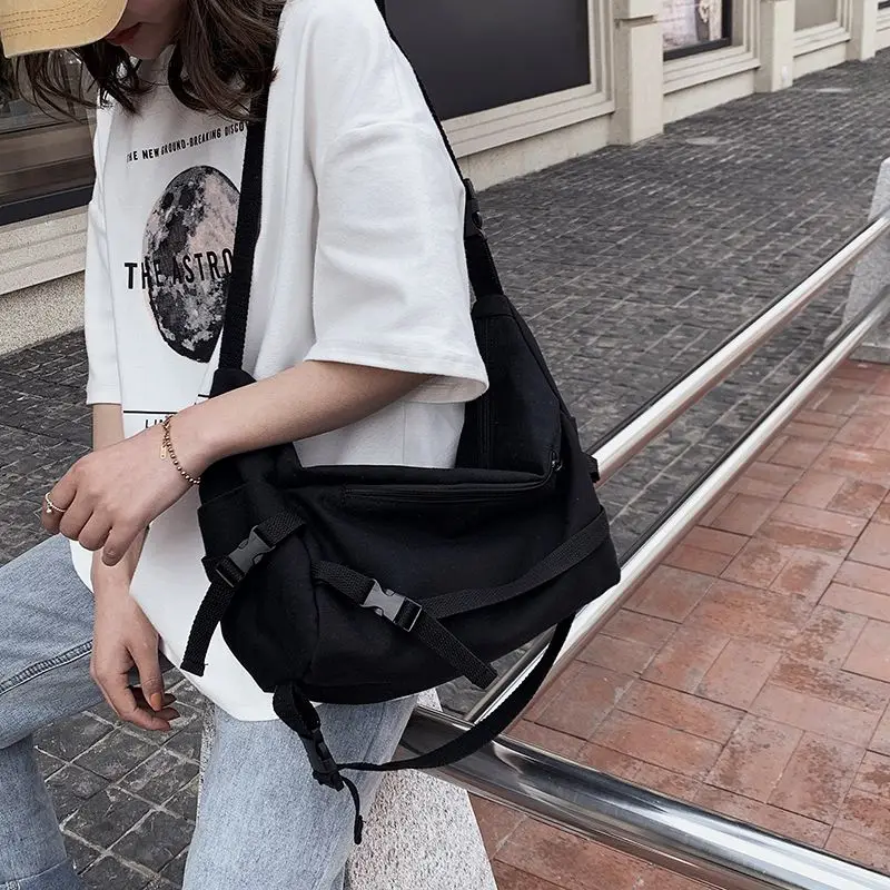 

Large Capacity Diagonal Crossbody Bags for Girls Solid Color Canvas Messenger Bag Female Sling Shoulder Bag Women Pouch Bolsas