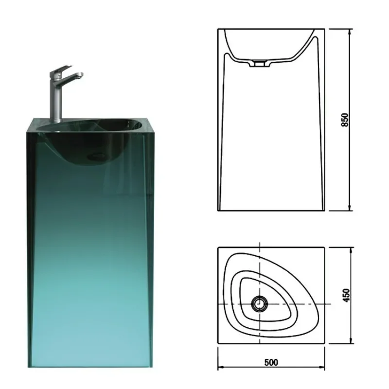 Luxury transparent resin column integrated floor-to-ceiling washbasin hotel homestay bathroom column-type washbasin