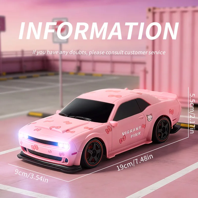 Pink Stylized Muscle RC Drift Car 4WD High Speed Racing Vehicle Realistic Sport Hobby Toy Gift For Kids Beginners