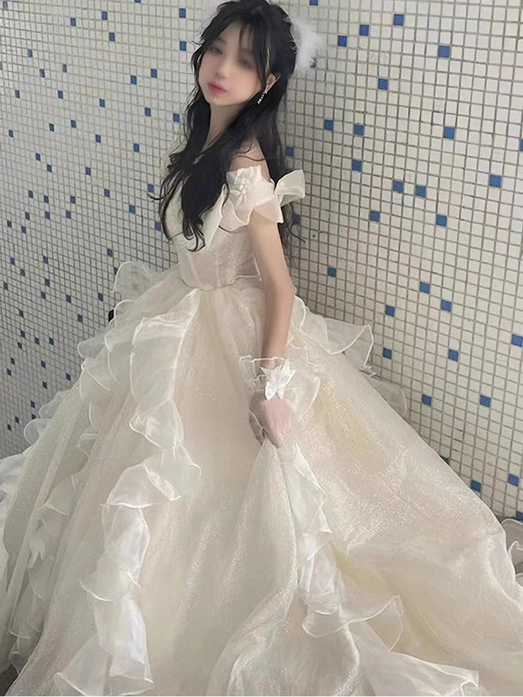 

Champagne Color Evening Gown Women's New 2025 High-End Ele Beautiful Birthday Par Adult Ceremony Art Exam Dr