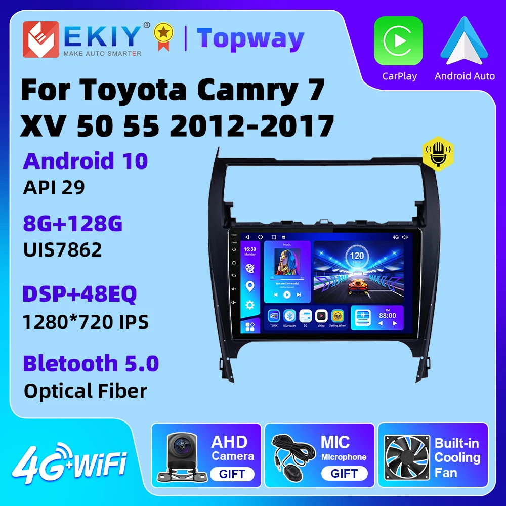 

EKIY For Toyota Camry 2012-2017 Car Radio Android 10 Auto Carplay 4G WIFI GPS Navigation Multimedia Player No DVD 2 Din