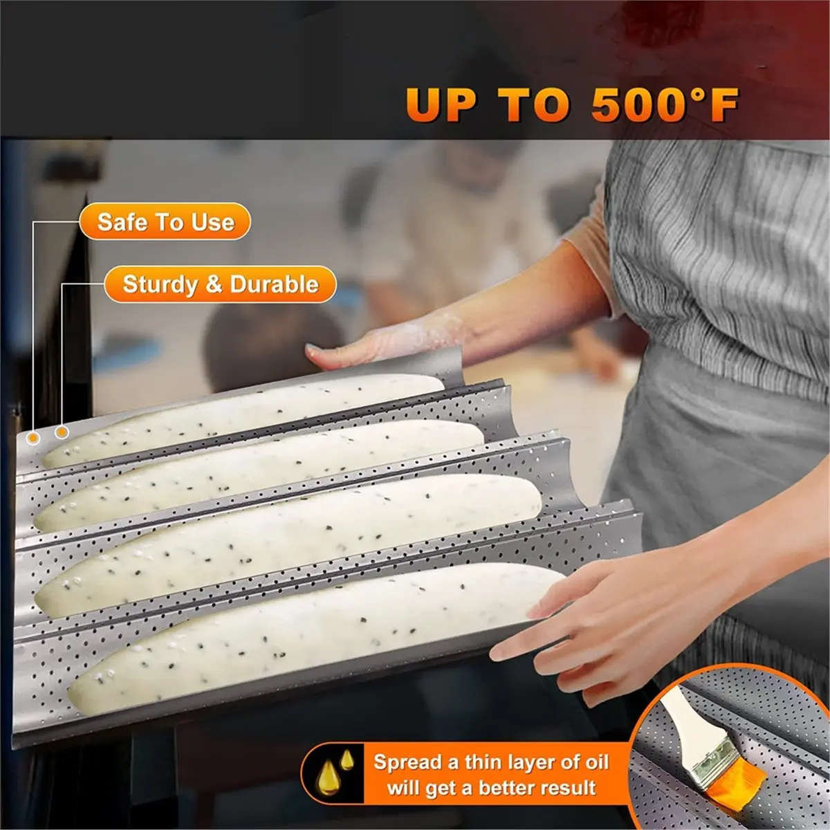 2026 2026 Trend French Bread Baking Mould Bakeware Groove Waves Mold Cake Oven Pastry Tray Dishes Cooking Accessories Black - Aliexpress Deal