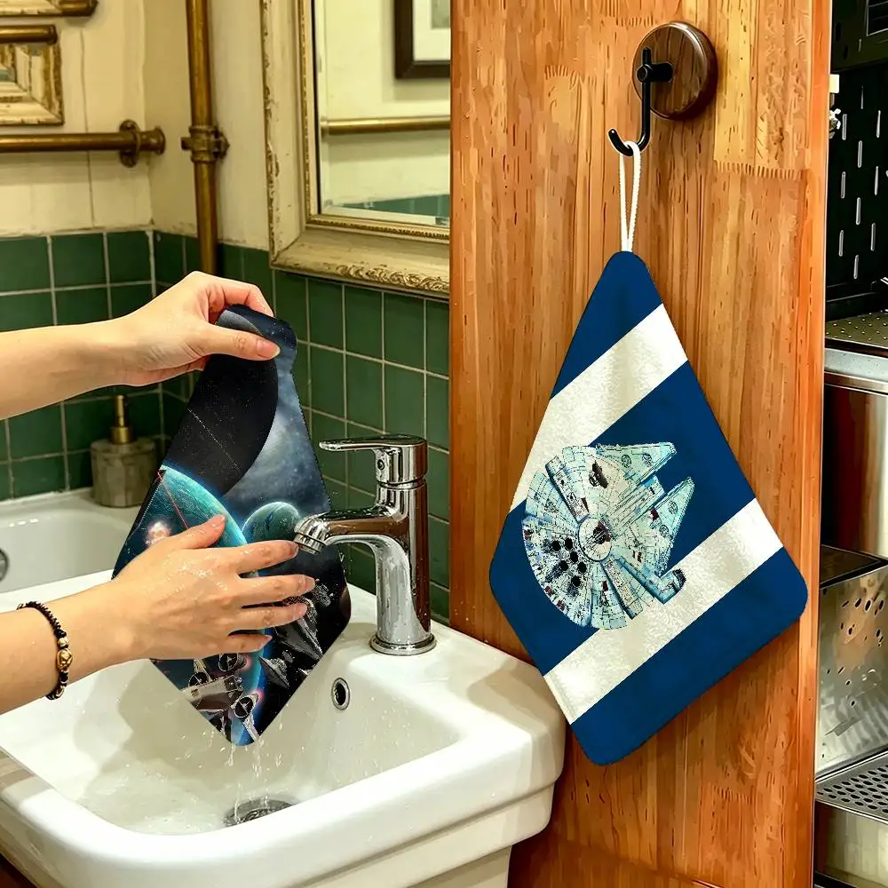 Star Plane Fighter Beige Polyester Cotton Hand Wiping Towel, Hanging Towel, Quick Dry for Kitchen Bathroom Daily Supplies