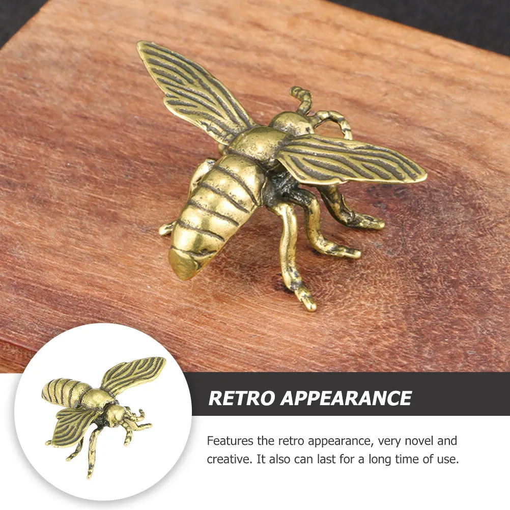 

Mini Honeybee Brass Statue Gold Retro Desktop Ornament Creative Animal Craft Decorative Room Office Decor