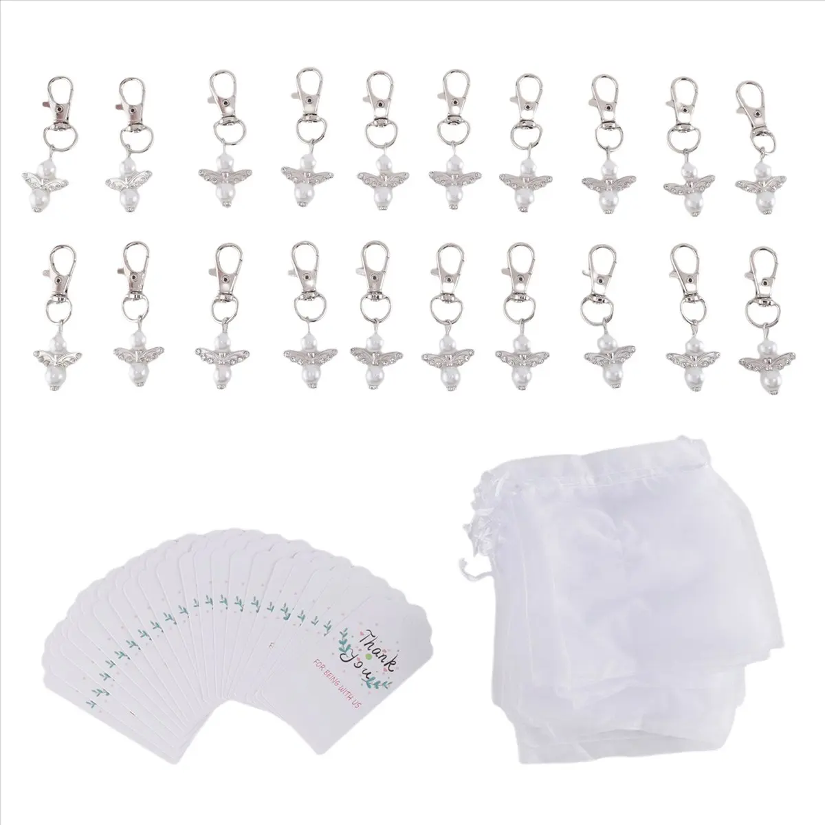 HITL Guardian Angel Keyring,20Pcs Party Favours Wedding for Communion Confirmation Keyring Girls Thank You Gift