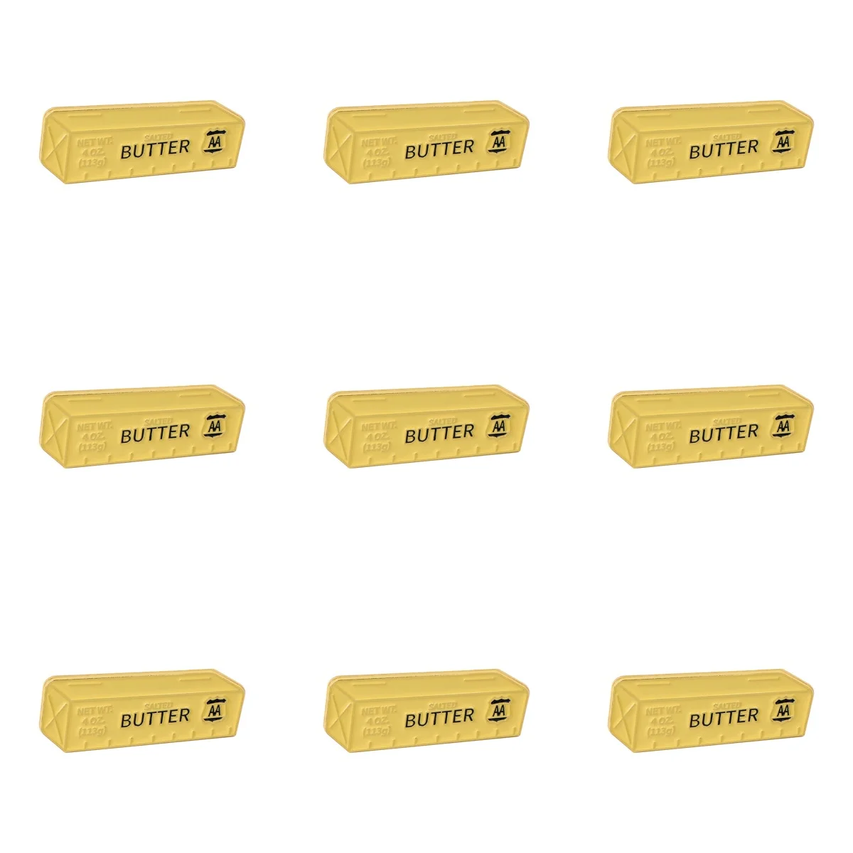 9pcs Cute Butter Bar Enamel Pin Funny Food Lapel Badge Brooch Clothes Hat Decor Novelty Snack Theme Jewelry Gift For Food Lovers