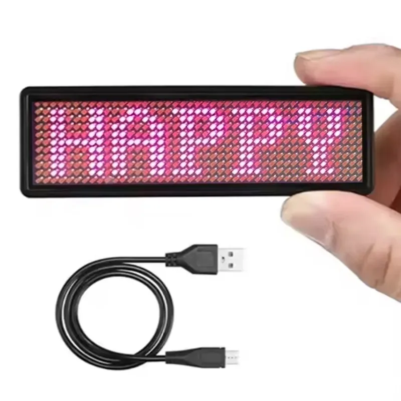 Custom Content Badge Display Employee Name Store Name Scrolling Display Led bluetooth Pin