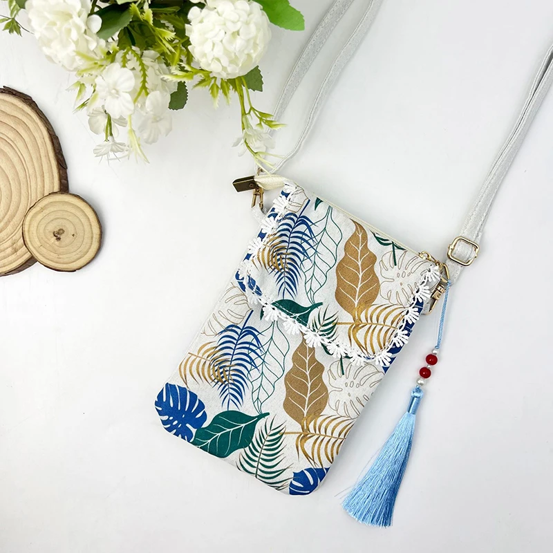 Mini BOLSA DE TELÉFONO con estampado de dibujos animados para mujer, tarjetero portátil, bolso de mensajero para mujer, moda urbana, verano fresco