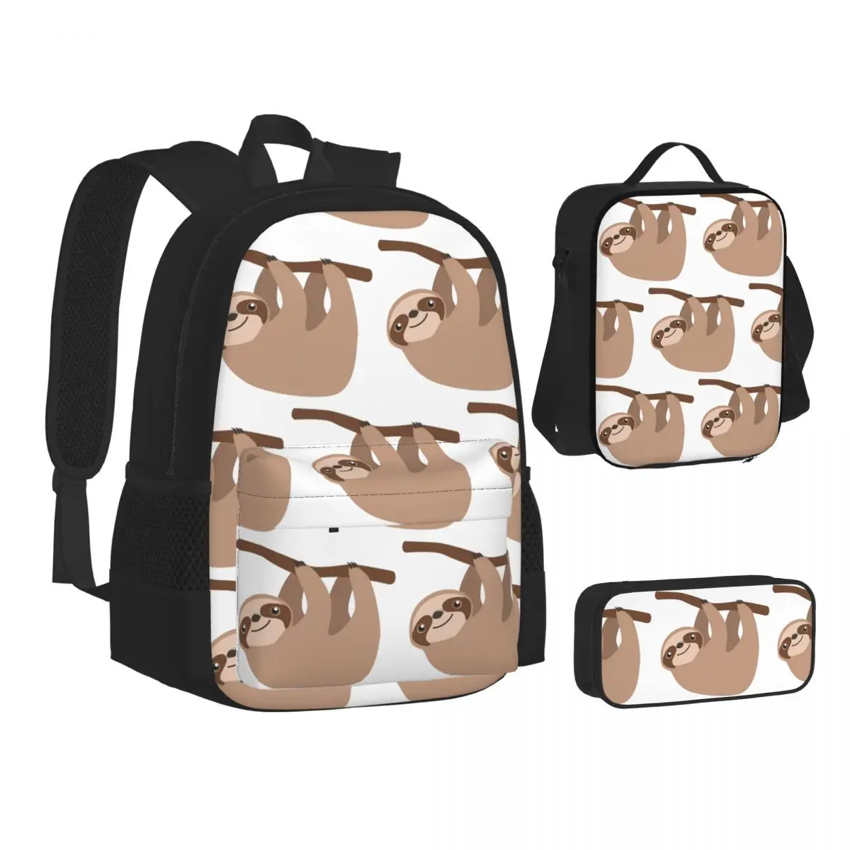

Cute Baby Cartoon Sloth Design Backpacks Boys Girls Bookbag School Bags Children Rucksack Lunch Bag Pen Bag Three-Piece Set