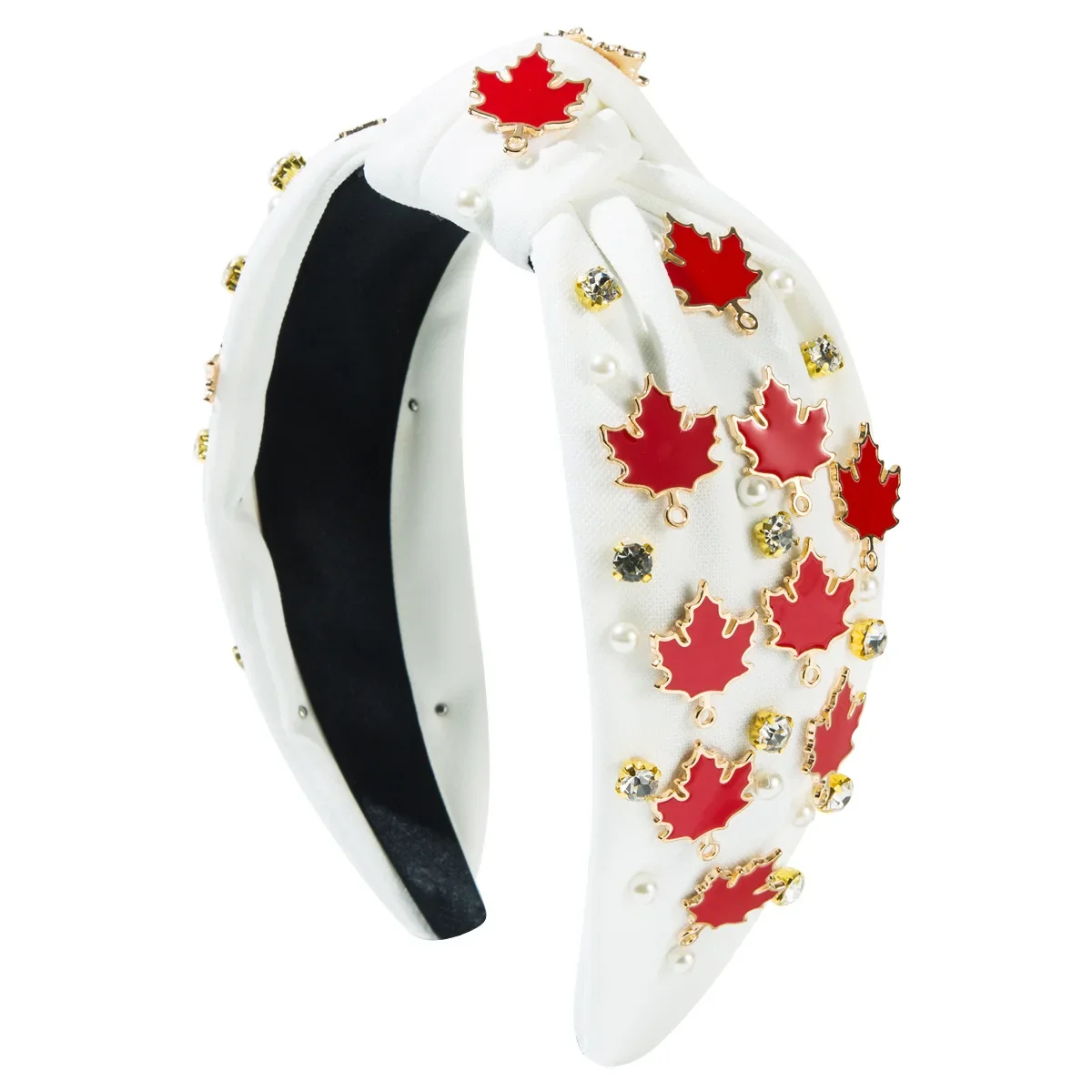 Thanksgiving Fashion Inlaid Rhinestone Alloy Maple Leaf Turkey Headband Trendy Party Hair Accessories