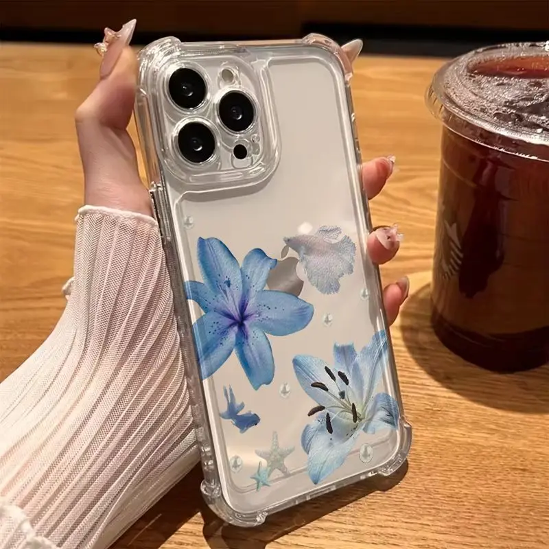 Bumper Blue Lily Flower Phone Case For Samsung Galaxy S26 S24 S25 S23 Ultra Plus A56 A57 A55 A37 A36 A06 A07 A17 A27 Soft Cover