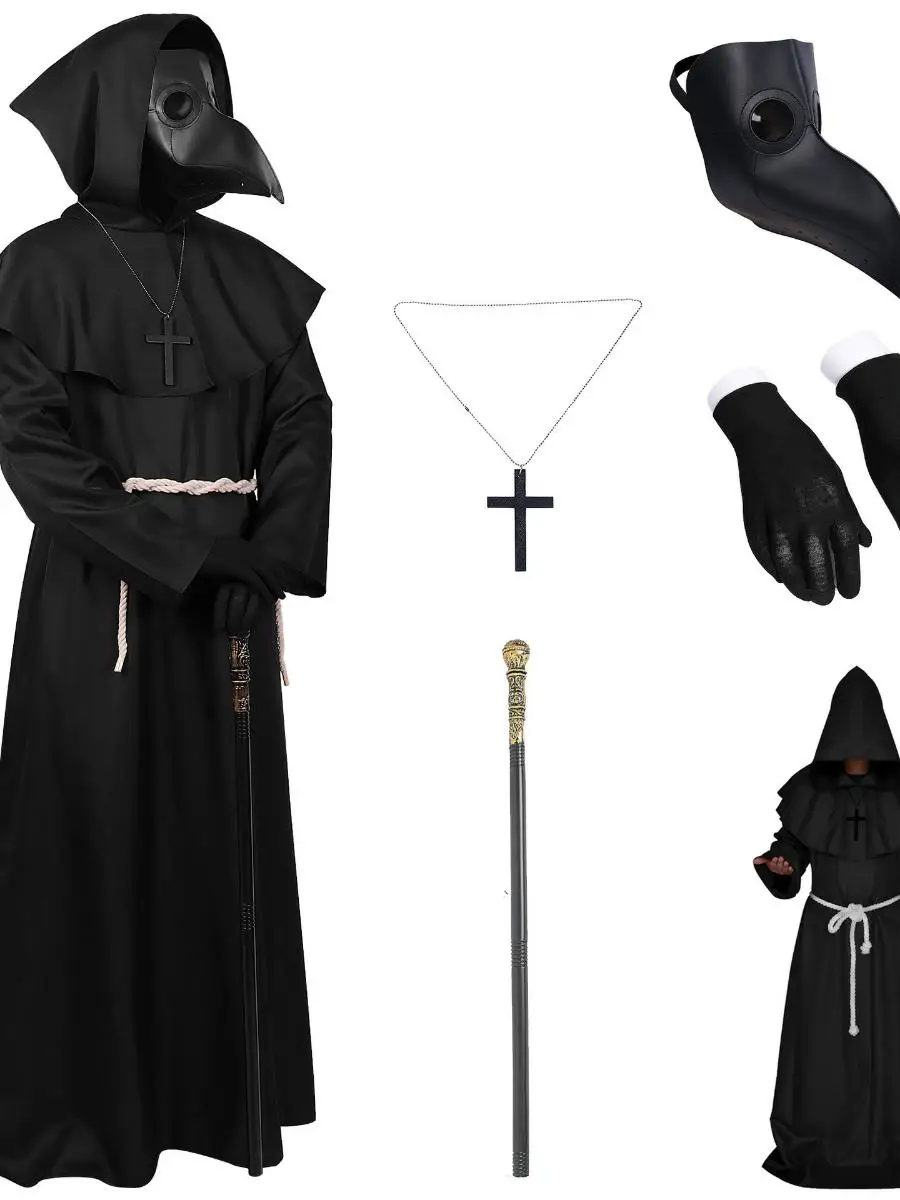 Abito da monaco medievale Costume da prete mago Dio della morte Abito lungo Spettacolo teatrale loween Cosplay Abbigliamento etnico da donna