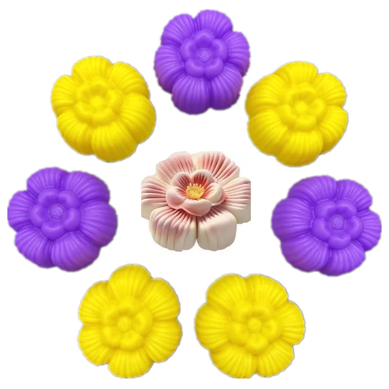 20 pcs/lot 5cm Food-grade silicone chocolate mold pudding jelly cake molds Flower shaped mini soap mold bakeware