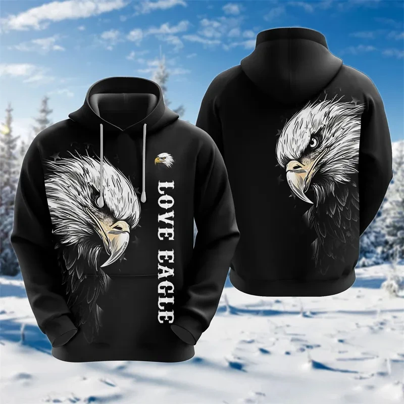 

USA Flag Graphic American Eagle 3D Print Hoodies For Men Clothing 2024 Autumn Spring Street Fashion Hooded Sweatshirts Pullovers