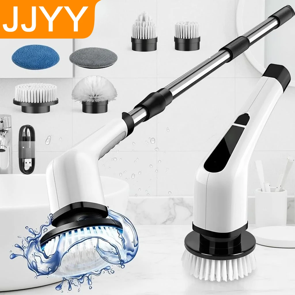 

Аккумуляторная электрическая щетка-скруббер с 3-9 насадками, мощным мотором, металлическими шестернями, удлинительной ручкой, для ванной, кухни, автомобиля, многофункциональный инструмент