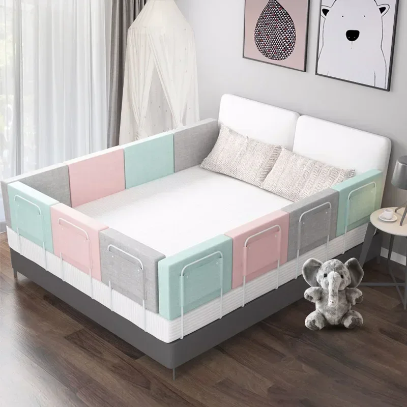 Baby Bed Rail Guard Height Adjustable Anti-collision Guardrail Children Bed Fence Bed General Soft Gate Crib Rail Baby Playpens