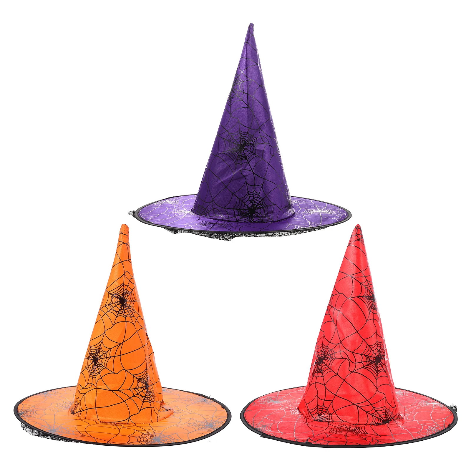 

3Pcs Halloween Witch Hat Lightweight Knitted Lace Breathable Costume Accessory Festive Decoration Witch Hat Halloween Hats