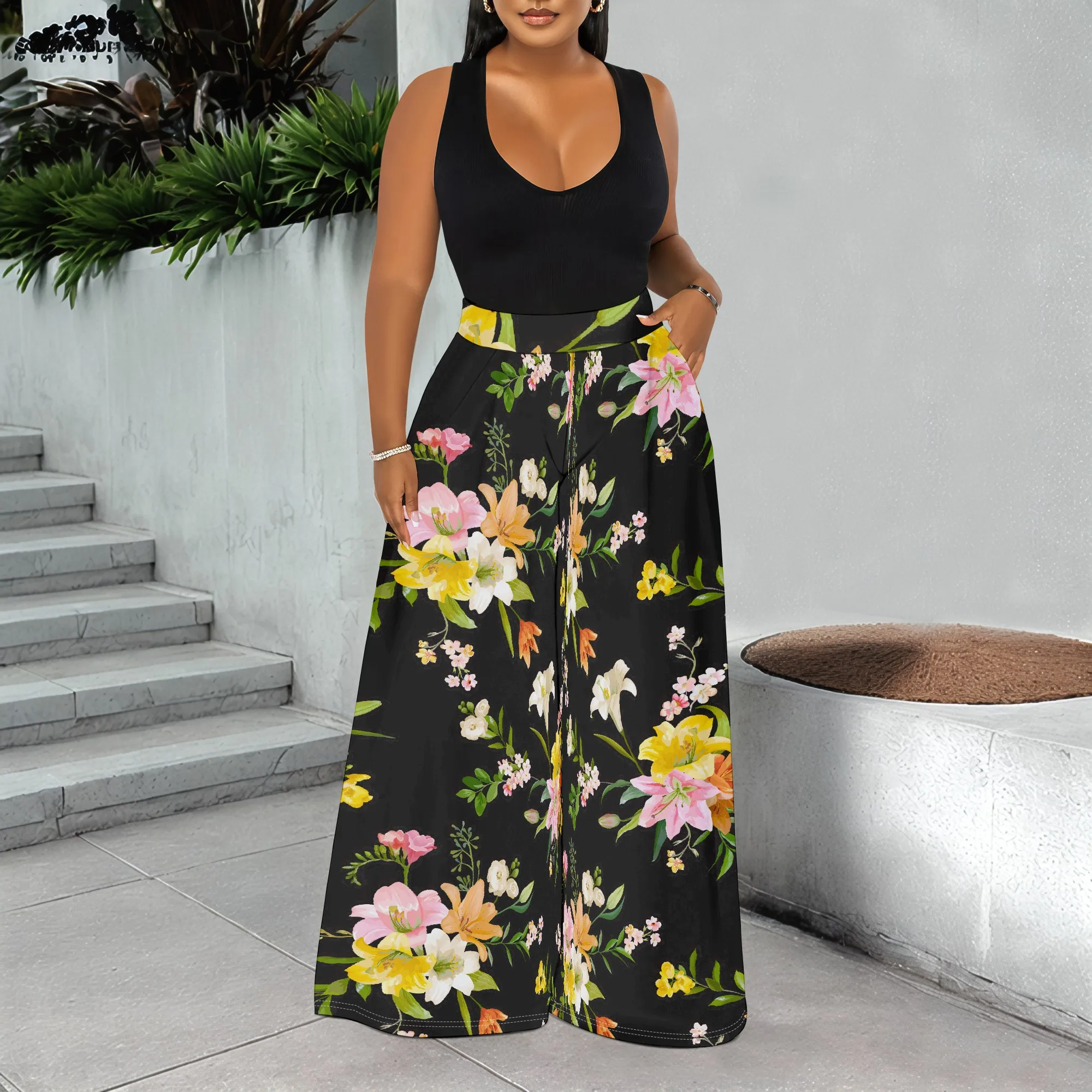 กางเกงพิมพ์ลายโทเท็มแฟชั่นฤดูใบไม้ผลิและฤดูใบไม้ร่วงของผู้หญิง กางเกงลำลองสำหรับใส่ในบ้าน