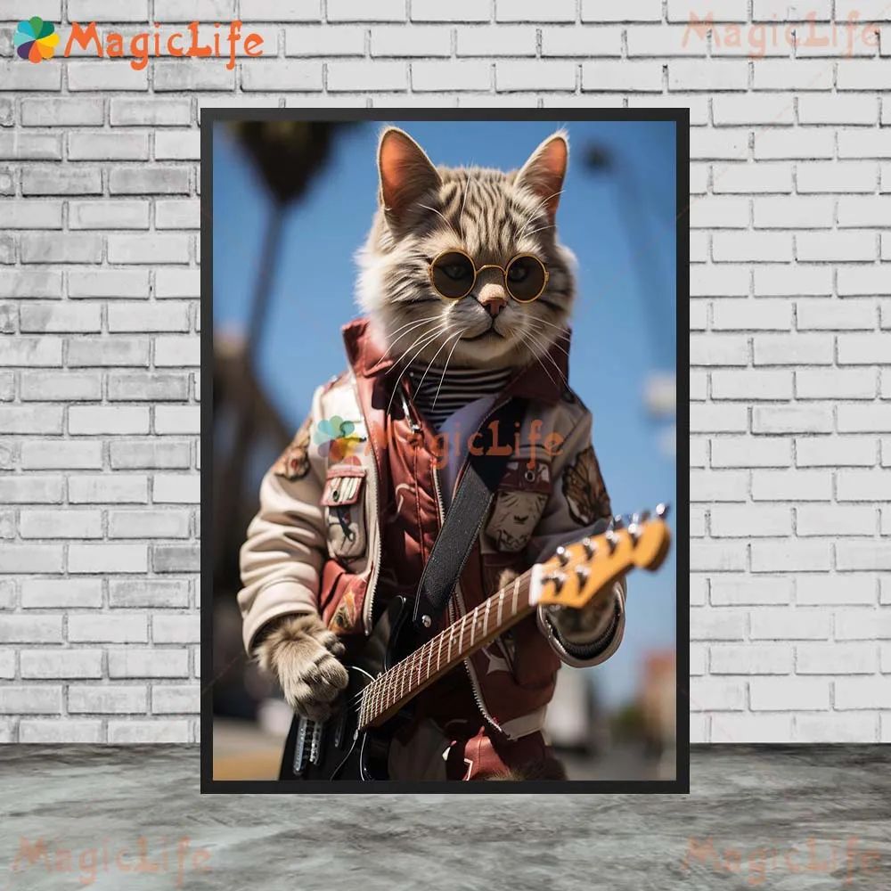

Funny Cat Portrait Dress Up Animals Poster Posters Wall Pictures For Living Room Nordic Poster Wall Art Canvas Painting Unframed