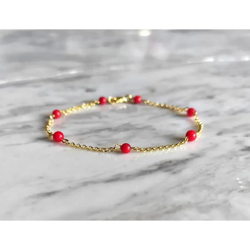 Delicate red coral bracelet