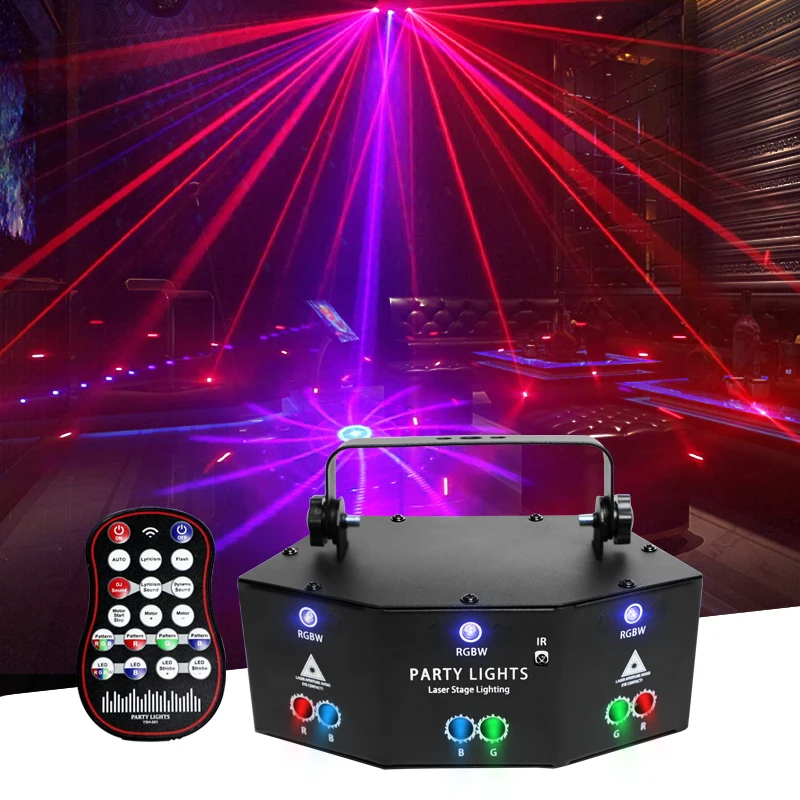 

Проектор HCWE Factory Outlet RGBW с 9 лазерными лучами DMX512 для дискотек, вечеринок и мероприятий, лазерная система для шоу, сценическое лазерное оборудование